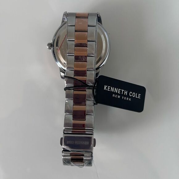 New Genuine Diamond Two-Tone Bracelet Watch Kenneth Cole Silver and Rose Gold - Picture 6 of 6